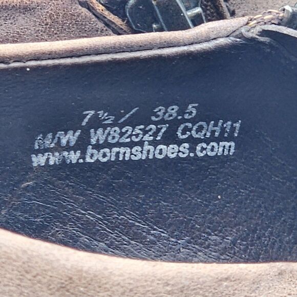 Born Famke Taupe Leather Heeled Clog Booties Size 7.5 - Picture 10 of 11